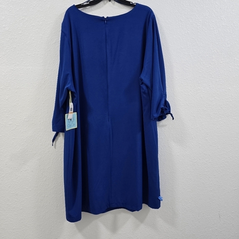 CeCe Qomens 3/4 Sleeve Moss Crepe Dress Blue Size 24W. - Picture 8 of 16